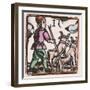 C17 Ploughing, Woodcut-null-Framed Art Print