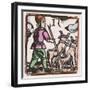 C17 Ploughing, Woodcut-null-Framed Art Print