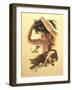 C27 Girl, Two cougars-D. Rusty Rust-Framed Giclee Print