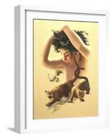 C27 Girl, Two cougars-D. Rusty Rust-Framed Giclee Print