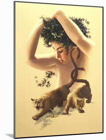 C27 Girl, Two cougars-D. Rusty Rust-Mounted Giclee Print