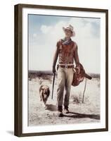 ca., 1953 --- Actor John Wayne on the movie set of "Hondo" (Hondo, L'Homme du Desert), directed by-null-Framed Photo