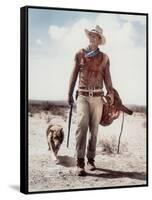 ca., 1953 --- Actor John Wayne on the movie set of "Hondo" (Hondo, L'Homme du Desert), directed by-null-Framed Stretched Canvas