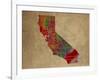 CA Colorful Counties-Red Atlas Designs-Framed Premium Giclee Print