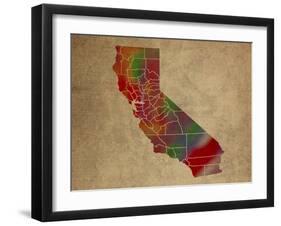 CA Colorful Counties-Red Atlas Designs-Framed Giclee Print