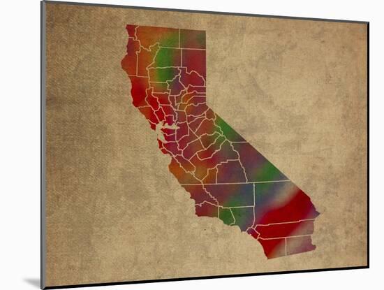 CA Colorful Counties-Red Atlas Designs-Mounted Giclee Print