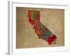 CA Colorful Counties-Red Atlas Designs-Framed Giclee Print