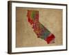 CA Colorful Counties-Red Atlas Designs-Framed Giclee Print