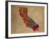 CA Colorful Counties-Red Atlas Designs-Framed Giclee Print