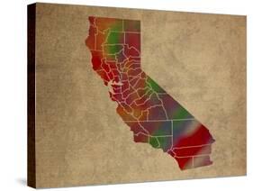 CA Colorful Counties-Red Atlas Designs-Stretched Canvas