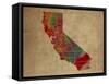 CA Colorful Counties-Red Atlas Designs-Framed Stretched Canvas