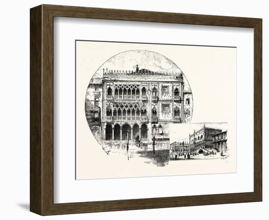 Ca' D'Oro Palace on the Grand Canal (Left) Palace of the Doges (Right) Venice-null-Framed Giclee Print