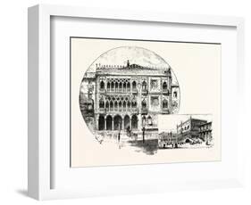 Ca' D'Oro Palace on the Grand Canal (Left) Palace of the Doges (Right) Venice-null-Framed Giclee Print