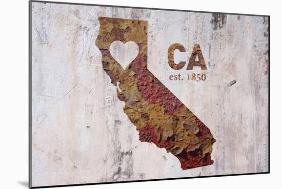 CA Rusty Cementwall Heart-Red Atlas Designs-Mounted Giclee Print