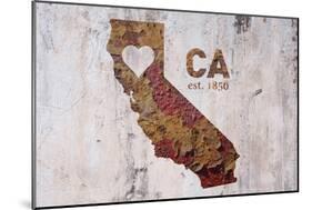 CA Rusty Cementwall Heart-Red Atlas Designs-Mounted Giclee Print