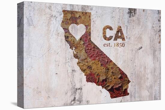 CA Rusty Cementwall Heart-Red Atlas Designs-Stretched Canvas