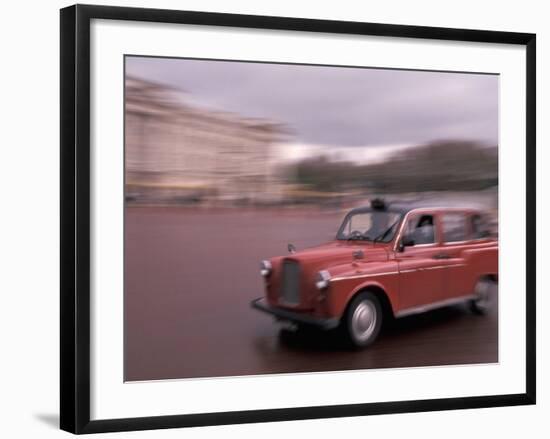 Cab racing past Buckingham Palace, London, England-Alan Klehr-Framed Photographic Print