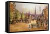 Cab Stand in the Strand-John White-Framed Stretched Canvas
