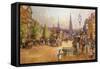 Cab Stand in the Strand-John White-Framed Stretched Canvas