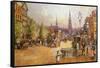 Cab Stand in the Strand-John White-Framed Stretched Canvas