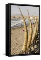 Caballitos De Totora or Reed Boats on the Beach in Huanchaco, Peru, South America-Michael DeFreitas-Framed Stretched Canvas