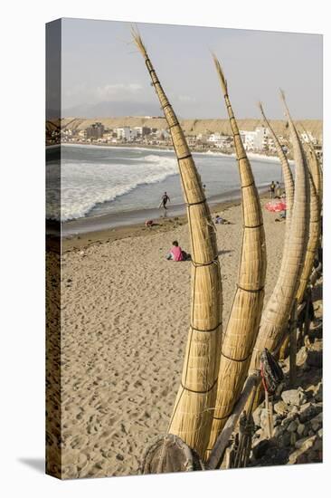 Caballitos De Totora or Reed Boats on the Beach in Huanchaco, Peru, South America-Michael DeFreitas-Stretched Canvas