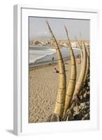 Caballitos De Totora or Reed Boats on the Beach in Huanchaco, Peru, South America-Michael DeFreitas-Framed Photographic Print