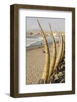 Caballitos De Totora or Reed Boats on the Beach in Huanchaco, Peru, South America-Michael DeFreitas-Framed Photographic Print