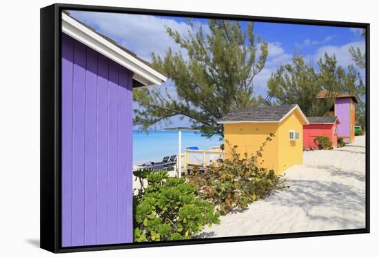 Cabana on Half Moon Cay, Little San Salvador Island, Bahamas, West Indies, Central America-Richard Cummins-Framed Stretched Canvas