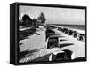 Cabanas on a Fort Lauderdale Beach, 1954-null-Framed Stretched Canvas