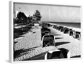 Cabanas on a Fort Lauderdale Beach, 1954-null-Framed Photographic Print