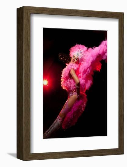 Cabaret Dancer Over Dark Background-Elena Efimova-Framed Photographic Print