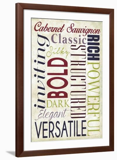 Cabernet Sauvignon Typography-Lantern Press-Framed Art Print