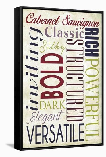 Cabernet Sauvignon Typography-Lantern Press-Framed Stretched Canvas