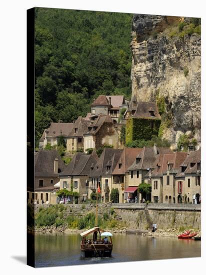 Caberre Boat on the River Dordogne, La Roque-Gageac, Dordogne, France, Europe-Peter Richardson-Stretched Canvas