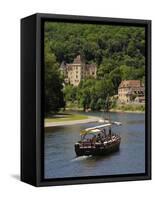 Caberre Boat on the River Dordogne, La Roque-Gageac, Dordogne, France, Europe-Peter Richardson-Framed Stretched Canvas