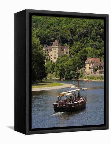 Caberre Boat on the River Dordogne, La Roque-Gageac, Dordogne, France, Europe-Peter Richardson-Framed Stretched Canvas