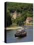 Caberre Boat on the River Dordogne, La Roque-Gageac, Dordogne, France, Europe-Peter Richardson-Stretched Canvas