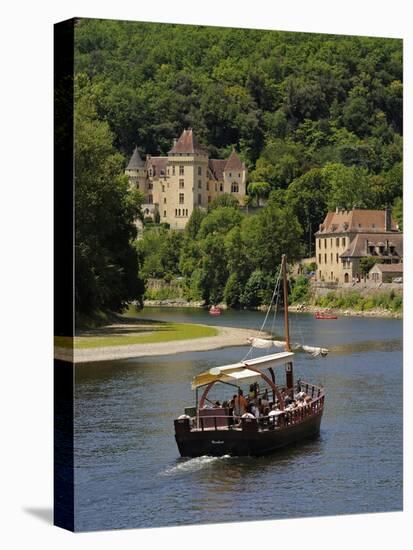 Caberre Boat on the River Dordogne, La Roque-Gageac, Dordogne, France, Europe-Peter Richardson-Stretched Canvas