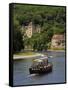 Caberre Boat on the River Dordogne, La Roque-Gageac, Dordogne, France, Europe-Peter Richardson-Framed Stretched Canvas