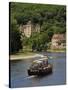 Caberre Boat on the River Dordogne, La Roque-Gageac, Dordogne, France, Europe-Peter Richardson-Stretched Canvas