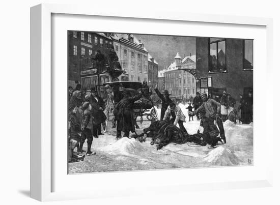 Cabhorse Slips on Ice-Erik Henningsen-Framed Art Print