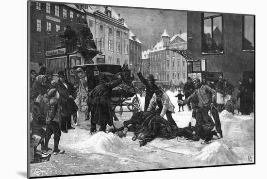 Cabhorse Slips on Ice-Erik Henningsen-Mounted Art Print