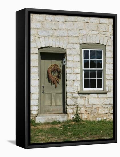 Cabin and Historical Village at the Daniel Boone Homestead, Defiance, Missouri, USA-Walter Bibikow-Framed Stretched Canvas