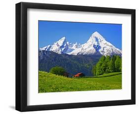 Cabin Below Watzmann Mountain in Bavarian Alps-Walter Geiersperger-Framed Photographic Print