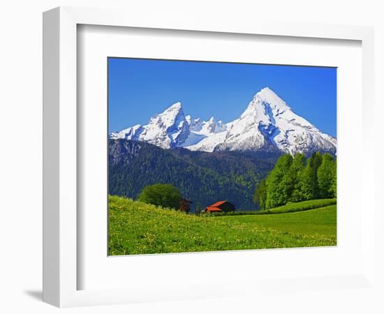 Cabin Below Watzmann Mountain in Bavarian Alps-Walter Geiersperger-Framed Photographic Print