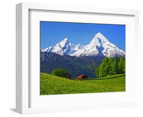 Cabin Below Watzmann Mountain in Bavarian Alps-Walter Geiersperger-Framed Photographic Print