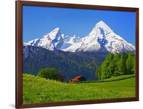 Cabin Below Watzmann Mountain in Bavarian Alps-Walter Geiersperger-Framed Photographic Print