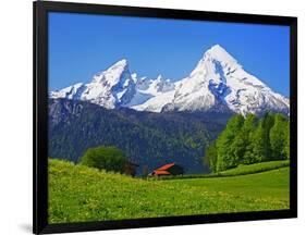 Cabin Below Watzmann Mountain in Bavarian Alps-Walter Geiersperger-Framed Photographic Print