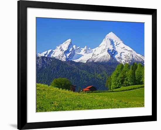 Cabin Below Watzmann Mountain in Bavarian Alps-Walter Geiersperger-Framed Photographic Print